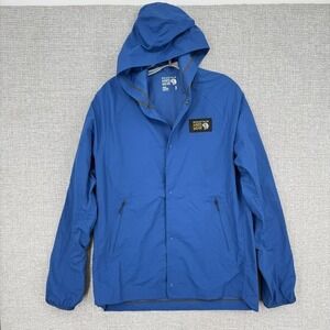 Mountain Hardwear Windbreaker Jacket Mens S Blue Hooded Zipped Pockets
